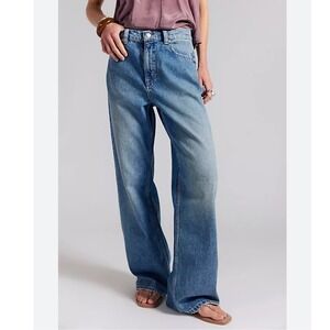 We The Free Tinsley Baggy Mid Rise Straight Leg Jeans Blue 25 Free People